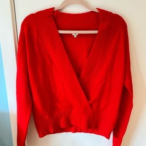 Red Forever 21 Cross Wrap Sweater